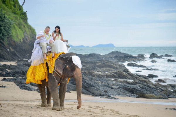 海灘上的泰國傳統婚禮 與大象同行